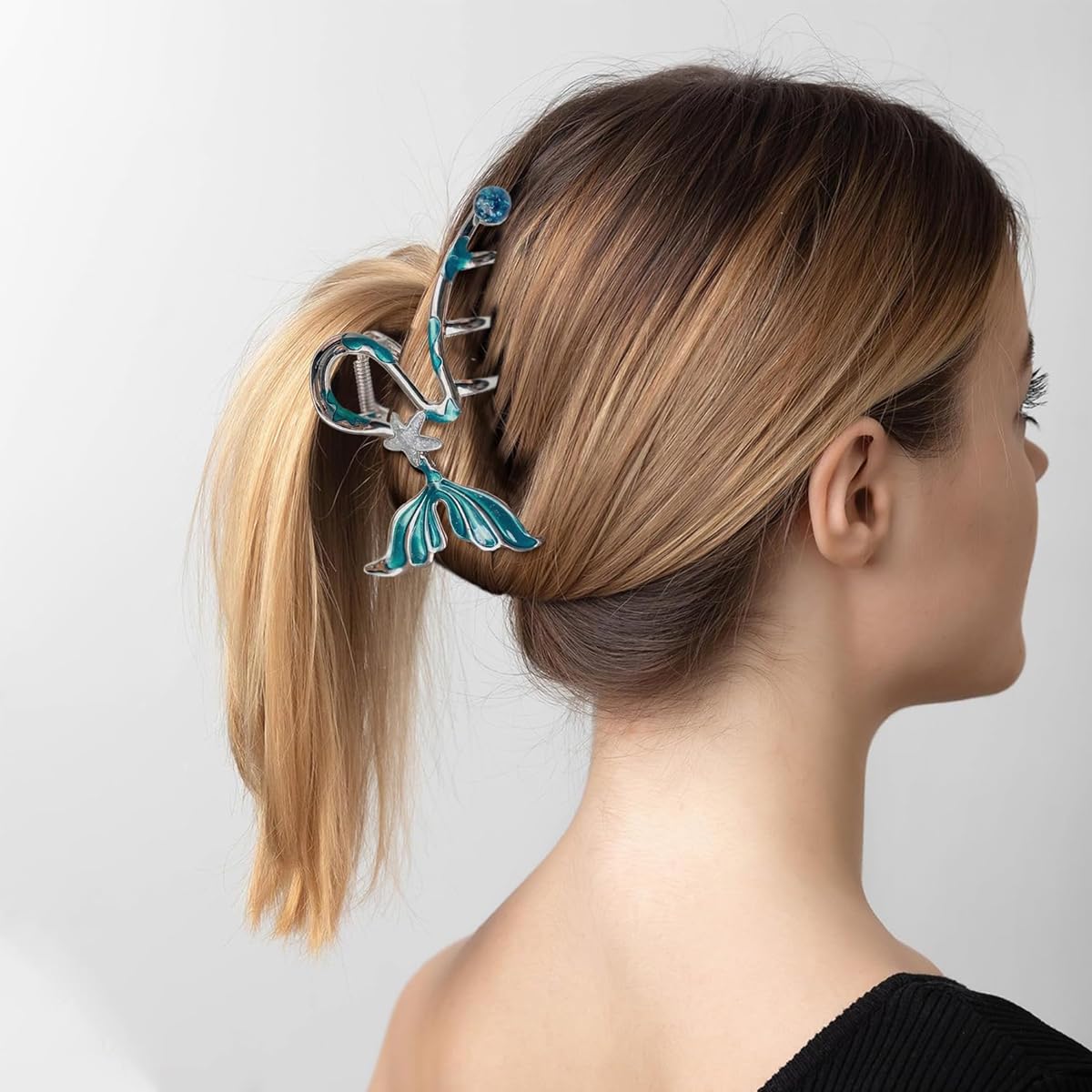 MAYCREATE Hair Claw Clip for Women with Mermaid Tail Design and Silver Alloy Finish | Elegant Styling Accessory