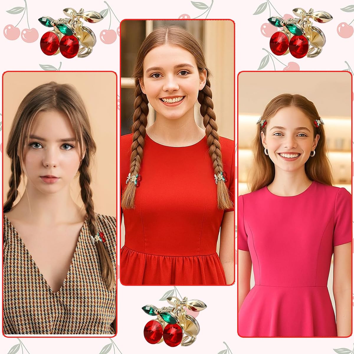 MAYCREATE Cherry Claw Hair Clips for Women featuring Non Slip Grip and Acrylic Alloy Design | 2Pcs Small Fashion Accessories