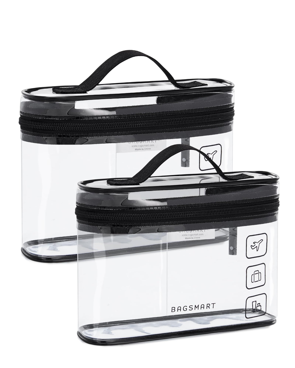 MAYCREATE® Toiletry Bag, 2Pcs Clear Makeup Cosmetic Bag Organizer, Quart Size Travel Bags for Toiletries, Carry-on Travel Accessories Essentials, Black
