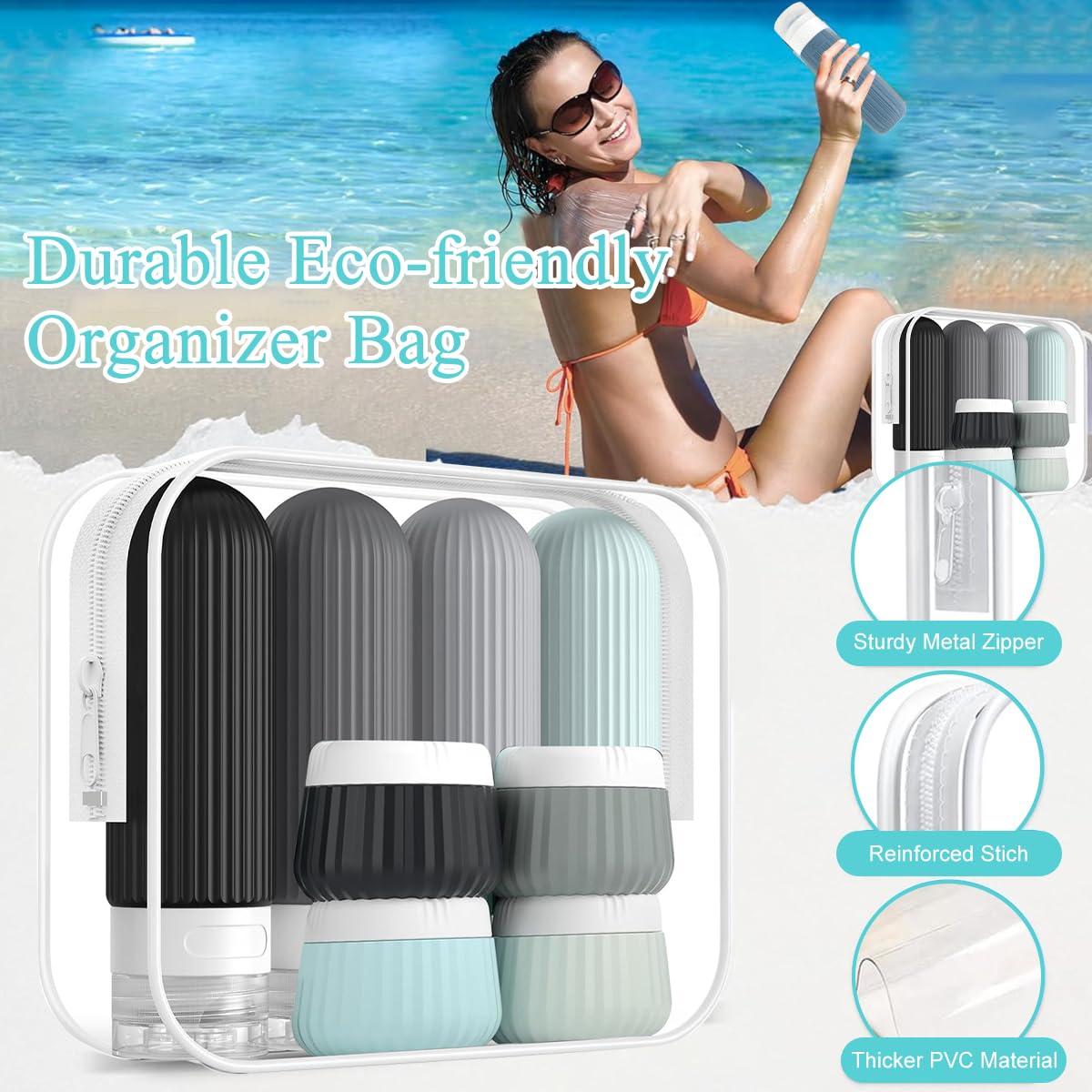 MAYCREATE Travel Bottle Kit for Toiletries with 16pcs 90ml and 40ml Leakproof Silicone Containers | TSA-Friendly Refillable Set
