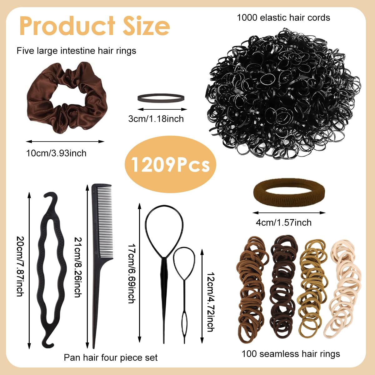 MAYCREATE Hair Styling Tool Kit with 1000 Hair Elastics and 4 Styling Tools | Multi Color Set