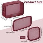 MAYCREATE Zipper Pouches Combo for Travel and Work featuring 8PCS in 4 Sizes Mesh Bags | Burgundy Red Nylon Cosmetic Organizer