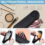 MAYCREATE Makeup Brush Holder for Travel and Daily Use with 22.6 cm Size & Magnetic Closure | Silicone Organizer Featuring Built In Cleaning Area
