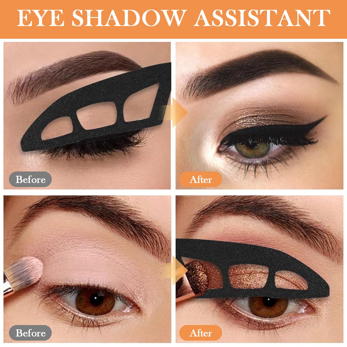 MAYCREATE Eyeshadow Application Template Tools with Brush for Beginners | 2Pcs Reusable Universal Fit Stencils