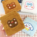 MAYCREATE Small Pouches for Women 3Pcs 5 in Set with Elastic Closure and Water Resistant Fabric | Cute Cartoon Design for Makeup Coins and Sanitary Pads