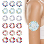 MAYCREATE® Self Adhesive Patch Stickers Compatible with Freestyle Libre Sensor, 18pcs Flower Print CGM Glucose Monitor Device Patches Tape, CGM Patch Covers for Freestyle Libre 3 2 1