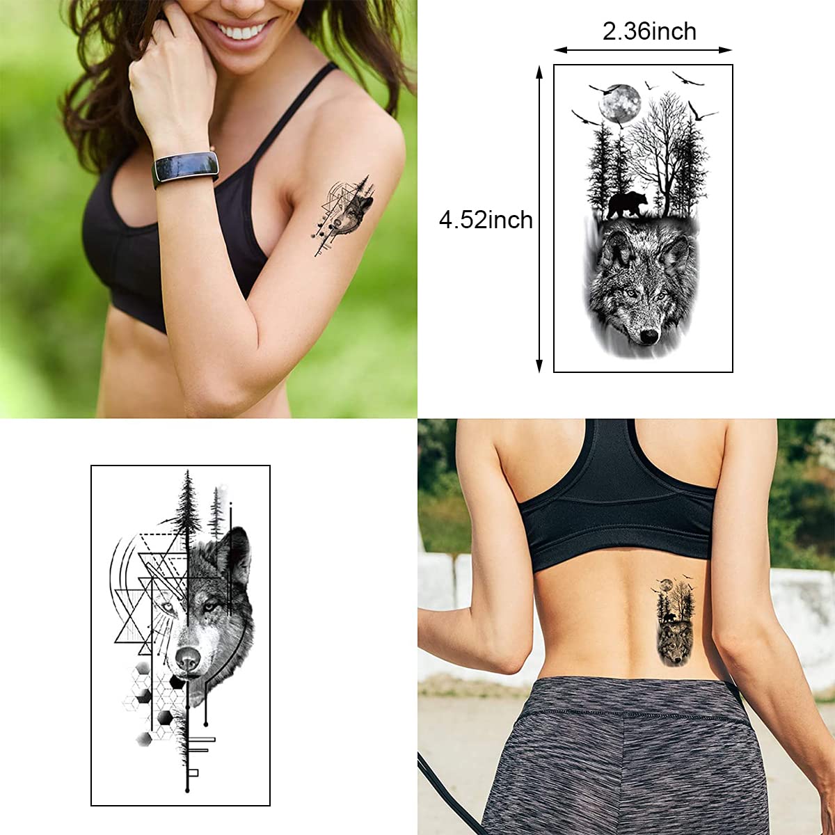 MAYCREATE® 38 Sheets Temporary Tattoo Sticker For Men Black Tatto Sticker Beast on Arm Waterproof Large Tattoo Stickers Assorted Tatto Sticker