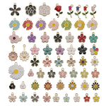 MAYCREATE® 60pcs Assorted Gold Plated Enamel Pendants, Floral Themed Flower Charms for Jewelry, Bracelet, Earring, Necklace, Keychain DIY Jewelry Accessories Charms