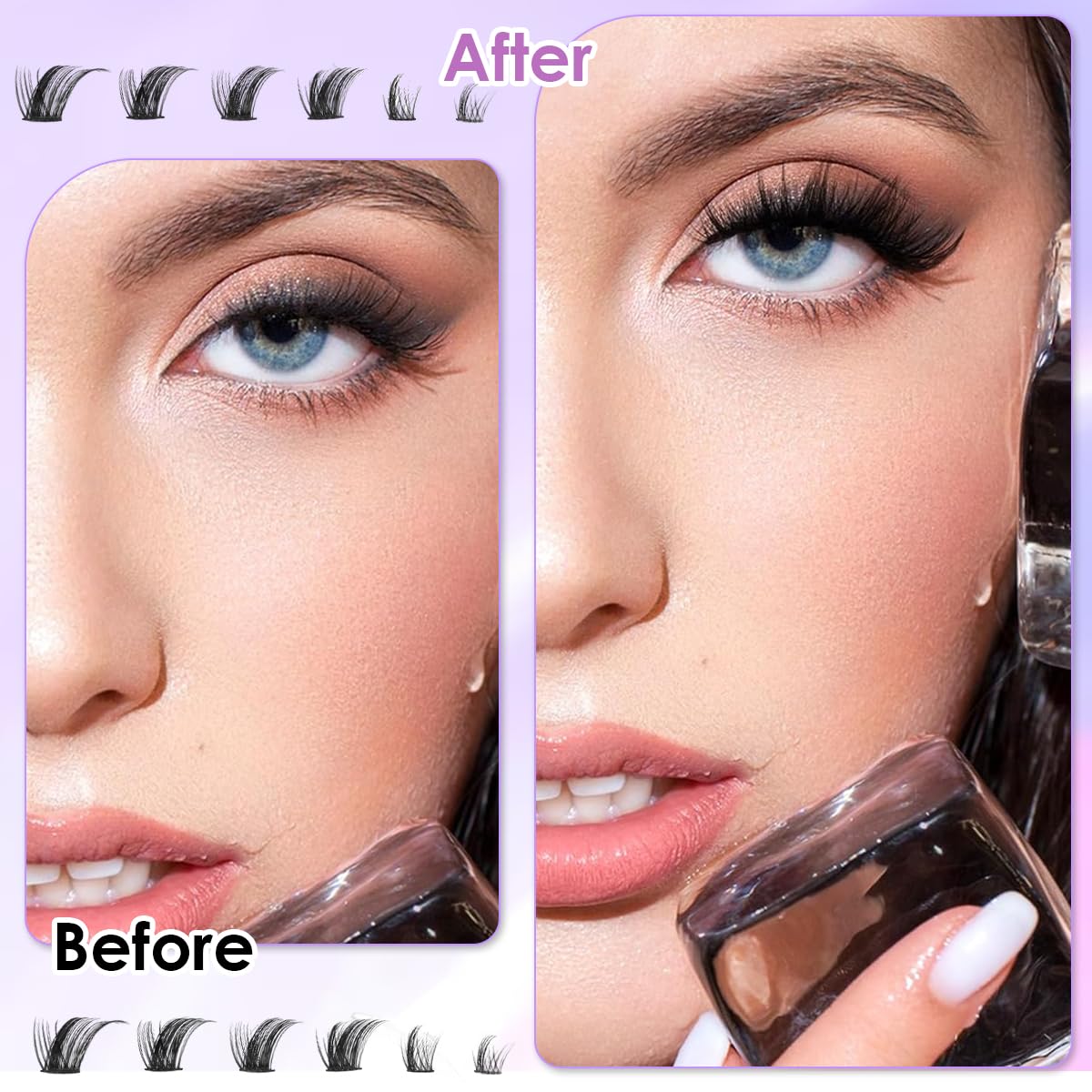 MAYCREATE Cat Eyelash Clusters for DIY Makeup with Fluffy Winged Style and 14 Rolls Supply