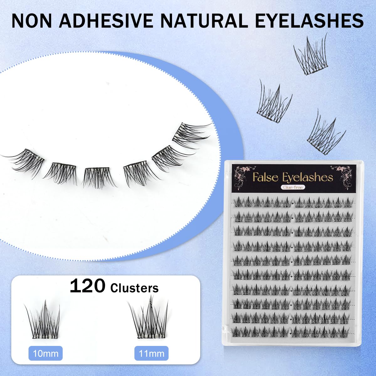 MAYCREATE Pre-glued False Eyelashes Kit with Tweezer and 120 Pcs Clusters 10/11mm | DIY Lash Extensions for Natural to Party Looks