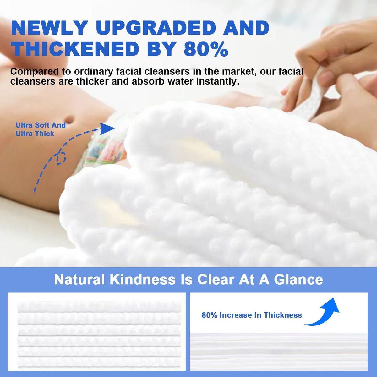 MAYCREATE Disposable Towels for Face and Skin Care 142 Count with Hanging Loop | 100% Cotton