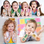 MAYCREATE Temporary Tattoo Stickers for Party Decoration with 18 Sheets Waterproof Design | Fun Cartoon Themes for Kids and Adults