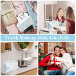 MAYCREATE Makeup Bag for Travel and Home Use with Soft Zipper | Blue Floral 20.5x9x9.5cm