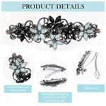 MAYCREATE Hair Clips for Women featuring Floral Rhinestone Design 3.1 in Set of 4 | Metal Barrettes