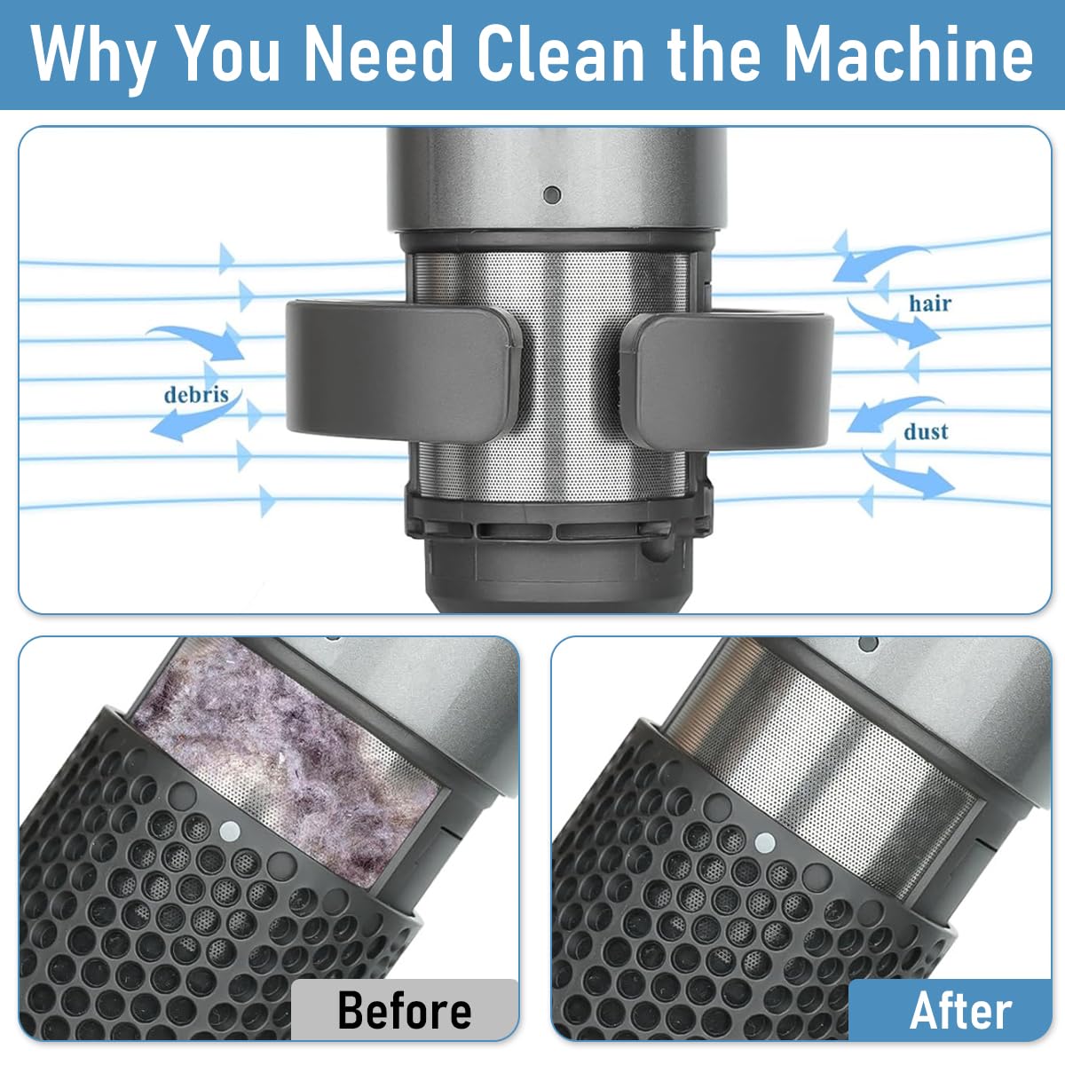 MAYCREATE Filter Cleaning Brush for Dyson Airwrap HS01 HS05 with Open Hole Design | Easy Filter Maintenance Tool