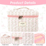 MAYCREATE Makeup Bag for Travel and Office with 25x16x15cm Storage | Soft Cotton Floral Print