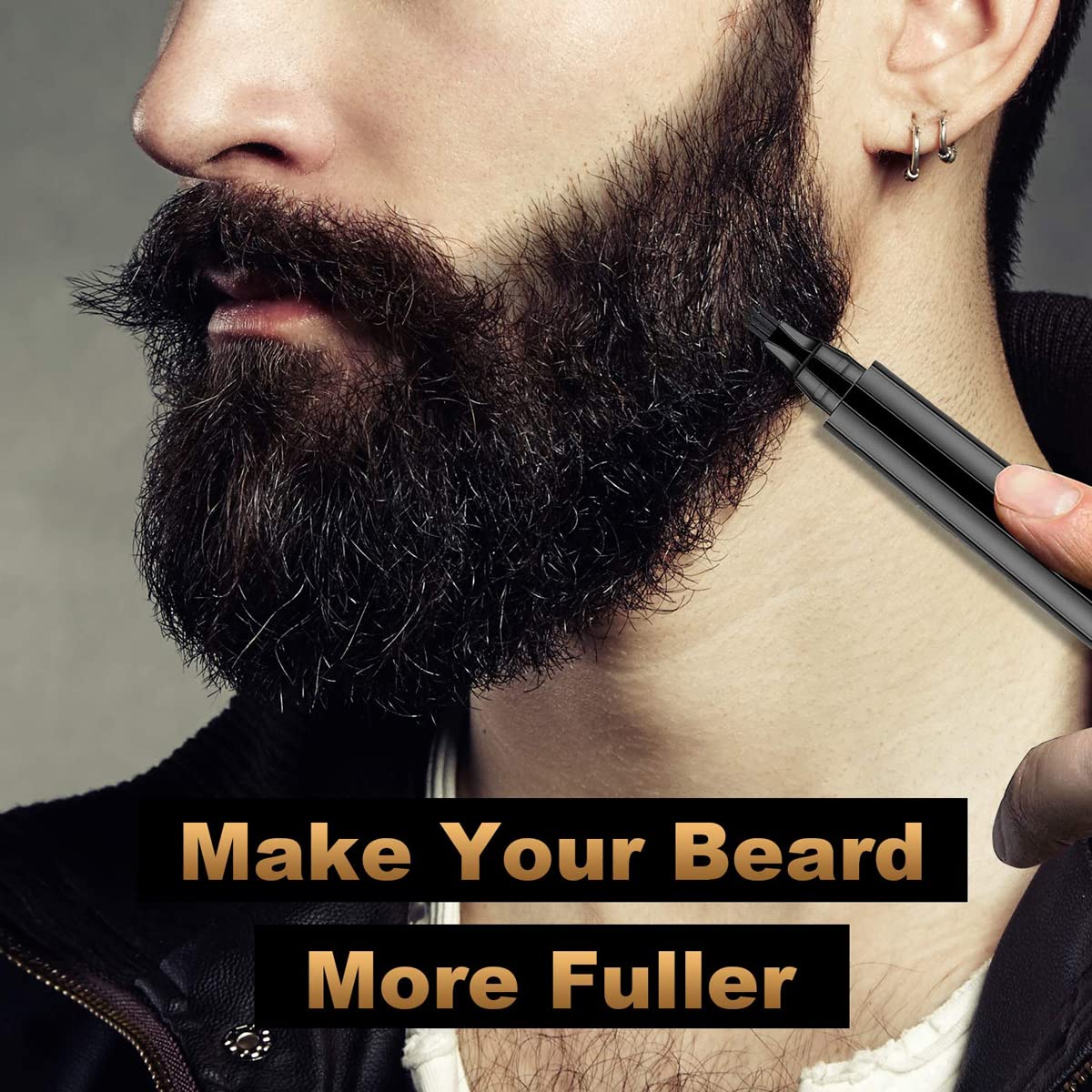 MAYCREATE Beard Pencil Filler with 2 Pen Nibs and Brush for Natural Beard Shaping | Coffee