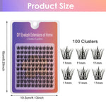 MAYCREATE Lash Clusters for DIY Natural Volume | 100pcs 11mm 3D Fiber Individual Extensions