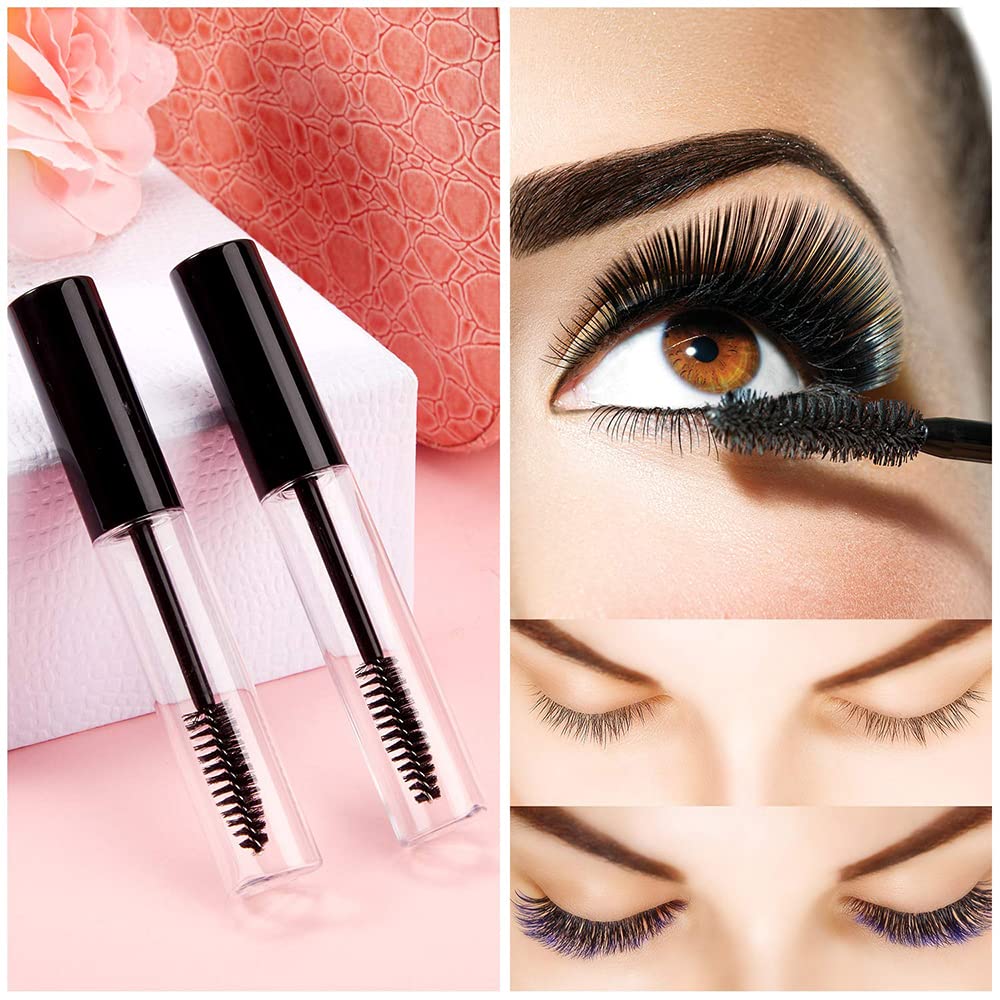 MAYCREATE Mascara Tube Wand Container for Castor Oil with Spiral Brush and Funnels | 10ml Travel Set