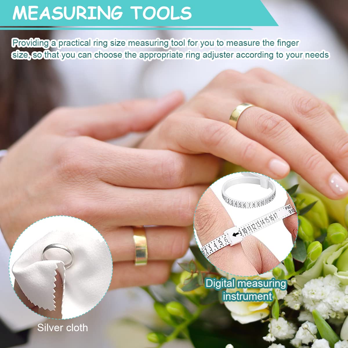 MAYCREATE Ring Size Adjuster for Loose Rings, Spiral Ring Adjuster Invisible Ring Resizer, Reducer Guard to Make Rings Smaller, Self Adhesive Ring Clips, Spacers, Tightener for Men Woman Rings