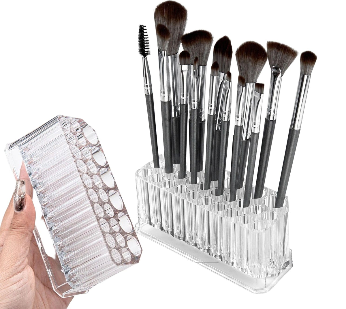 MAYCREATE Acrylic Makeup Organizer for Brushes and Liners with 26 Slots | Clear Display Holder