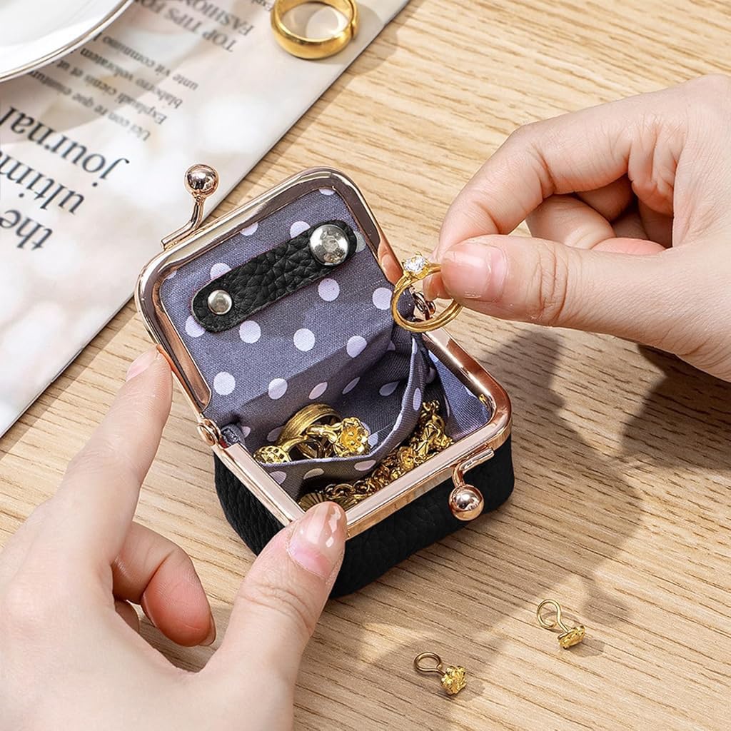 MAYCREATE Small Jewelry Box for Rings and Necklaces with Clasp Lock 2.6x1.77x1.37 in Black