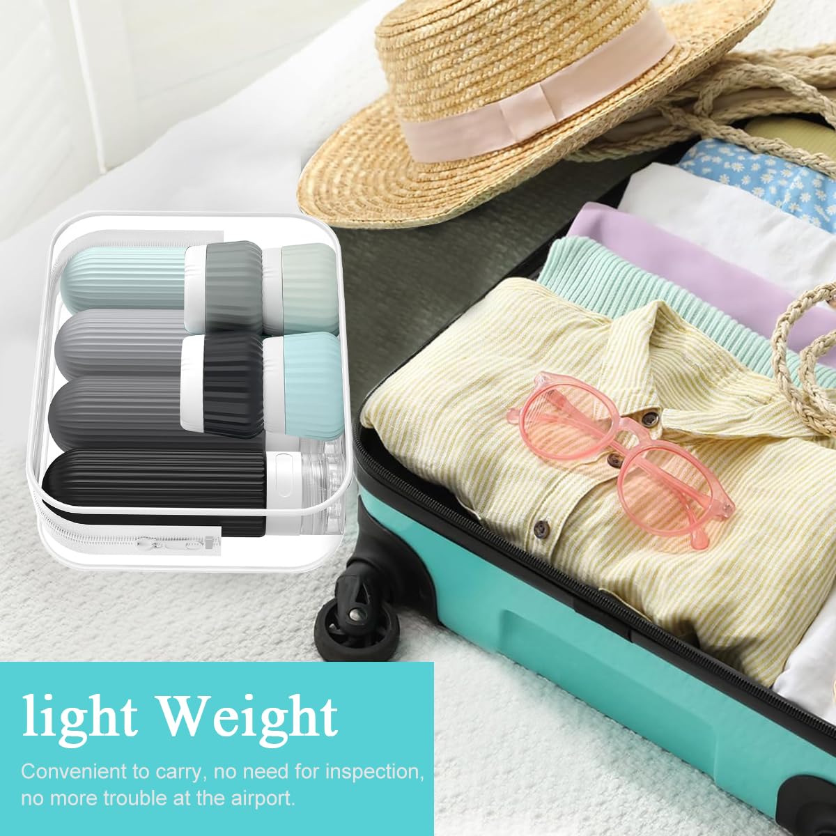 MAYCREATE Travel Bottle Kit for Toiletries with 16pcs 90ml and 40ml Leakproof Silicone Containers | TSA-Friendly Refillable Set