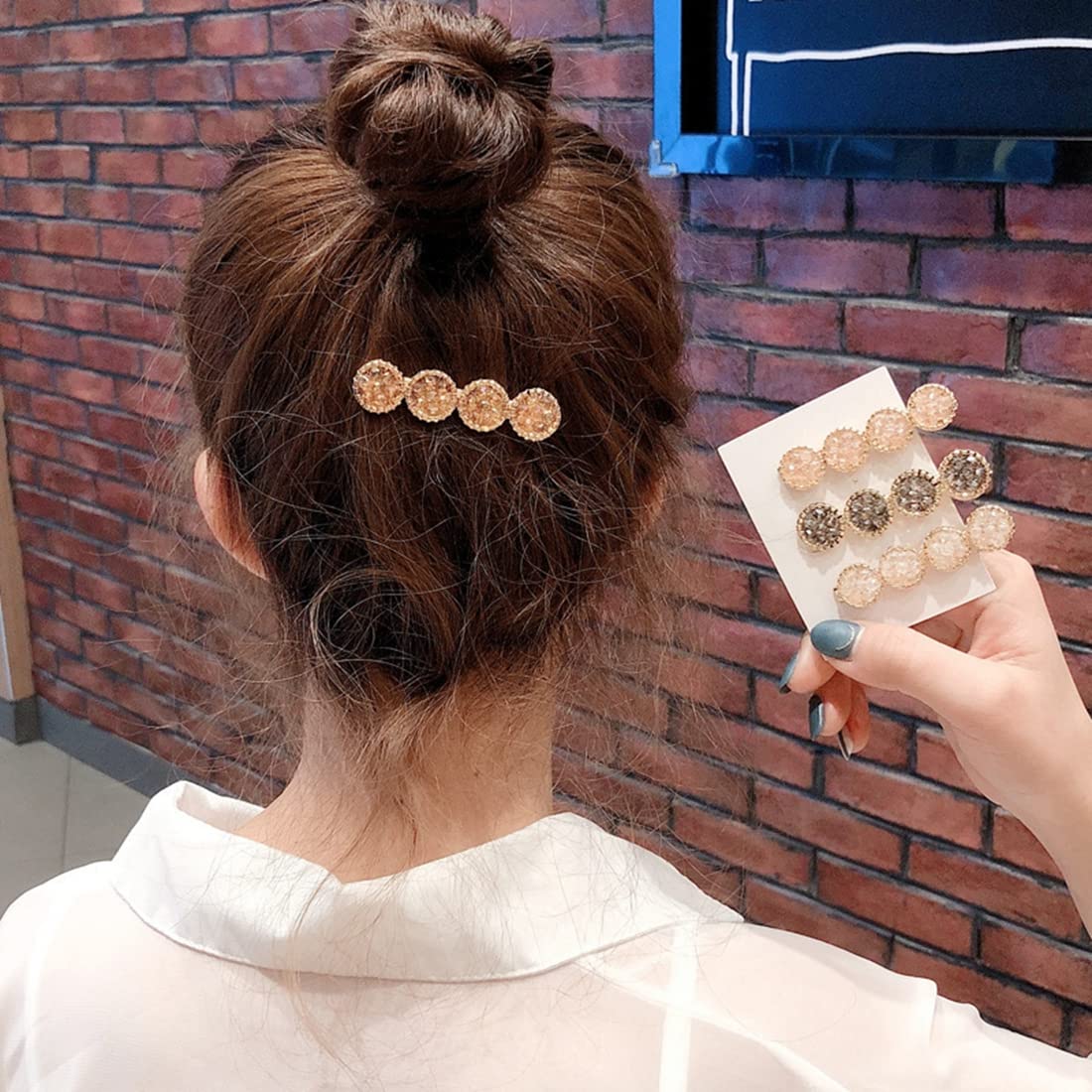 MAYCREATE Rhinestone Hair Clips for Daily Wear featuring Non Slip Acrylic Design | 4 Pcs Set