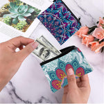 MAYCREATE Mandala Coin Purse Set for Travel and Daily Use with Metal Loop Ring | 3Pcs Polyester Pouches for Women and Girls