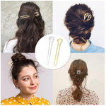 MAYCREATE Hair Stick for Bun featuring U Shaped Metal Design 15cm Pins in Gold & Silver