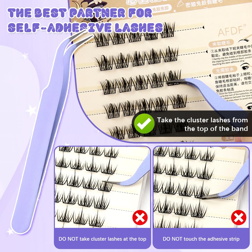 MAYCREATE Eyelash Clusters for Quick DIY Lash Extension featuring Pre-Glued Strips 30PCS