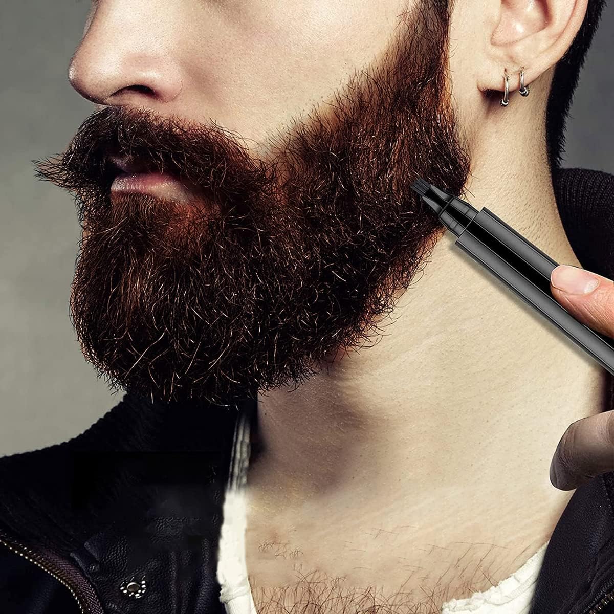 MAYCREATE Beard Pencil Filler for Men with Dual Tip Brush & Comb | Dark Brown Waterproof Styling