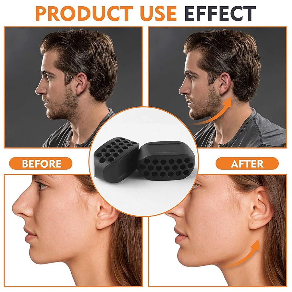 MAYCREATE® 6PCS Small Jawline Exerciser tool for Men& Women, Jaw Trainer Jawline shaper jaw Workout, Double Chin Reducer, Face Slimmer and Neck Toning, Define Your Jawline (Black)-4th Gen