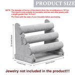 MAYCREATE Bracelet Holder Organizer 3 Tier Jewelry Display Stand with Velvet Grey Bars | 2PCS Desk Showcase for Watches and Bangles