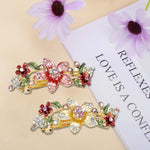 MAYCREATE Floral Hair Clips for Women with Rhinestone Embellishment 5 in Metal Barrettes | Set of 2