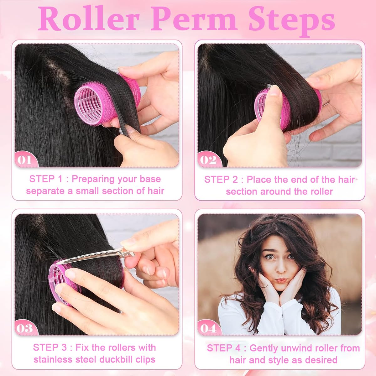 MAYCREATE Heatless Hair Curler Kit with 12 Rollers and 12 Bang Clips for Women | 3 Sizes