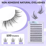 MAYCREATE® 120Pcs Self Adhesive Eyelashes, Self Adhesive Eyelash Clusters, Lash Clusters Press On Lashes Self Stick Cluster Lashes Pre Glued Eyelash Clusters with Tweezer No Glue Needed, 11-13mm
