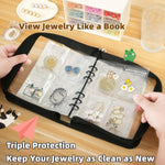 MAYCREATE Jewelry Organizer for Travel with 60 PVC Pouches and Zipper Binder | Transparent Storage Book