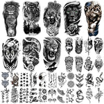 MAYCREATE Temporary Tattoo Stickers for Men with 38 Sheets Waterproof Beast Designs | DIY Body Art