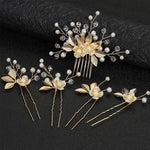 MAYCREATE Wedding Hair Pins for Brides featuring 5Pcs Alloy Pearl Floral Design | Elegant Updo Accessories