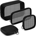 MAYCREATE® 4pcs Mesh Makeup Bag Mesh Cosmetic Bags Travel Toiletry Pouch with Zipper Mini Makeup Cosmetic Purse for Daily Accessory (Small, Large, Medium, Black)