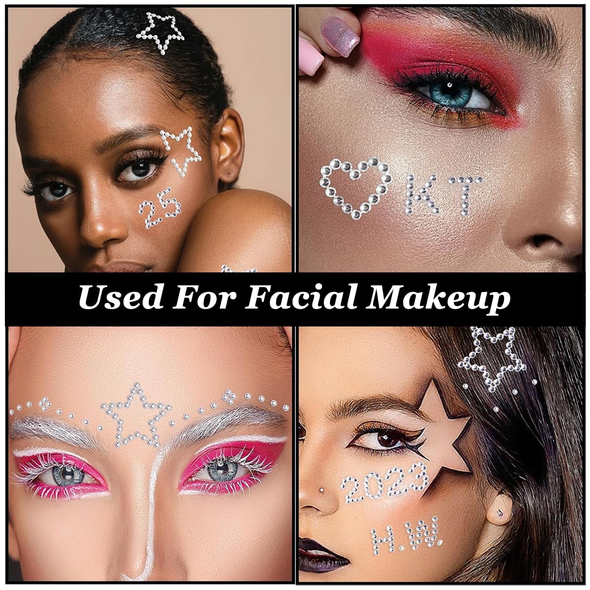MAYCREATE Rhinestones Face Gems for Makeup and DIY Crafts featuring 5 Sheets Stickers | Self-Adhesive Festival and Body Decor