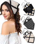 MAYCREATE® Crochet Head Scarf Hair Bandanas Women Knit Bandana Headband Scarf Tie-Back Head Coverings Floral Headscarf for Girls-Multicolor
