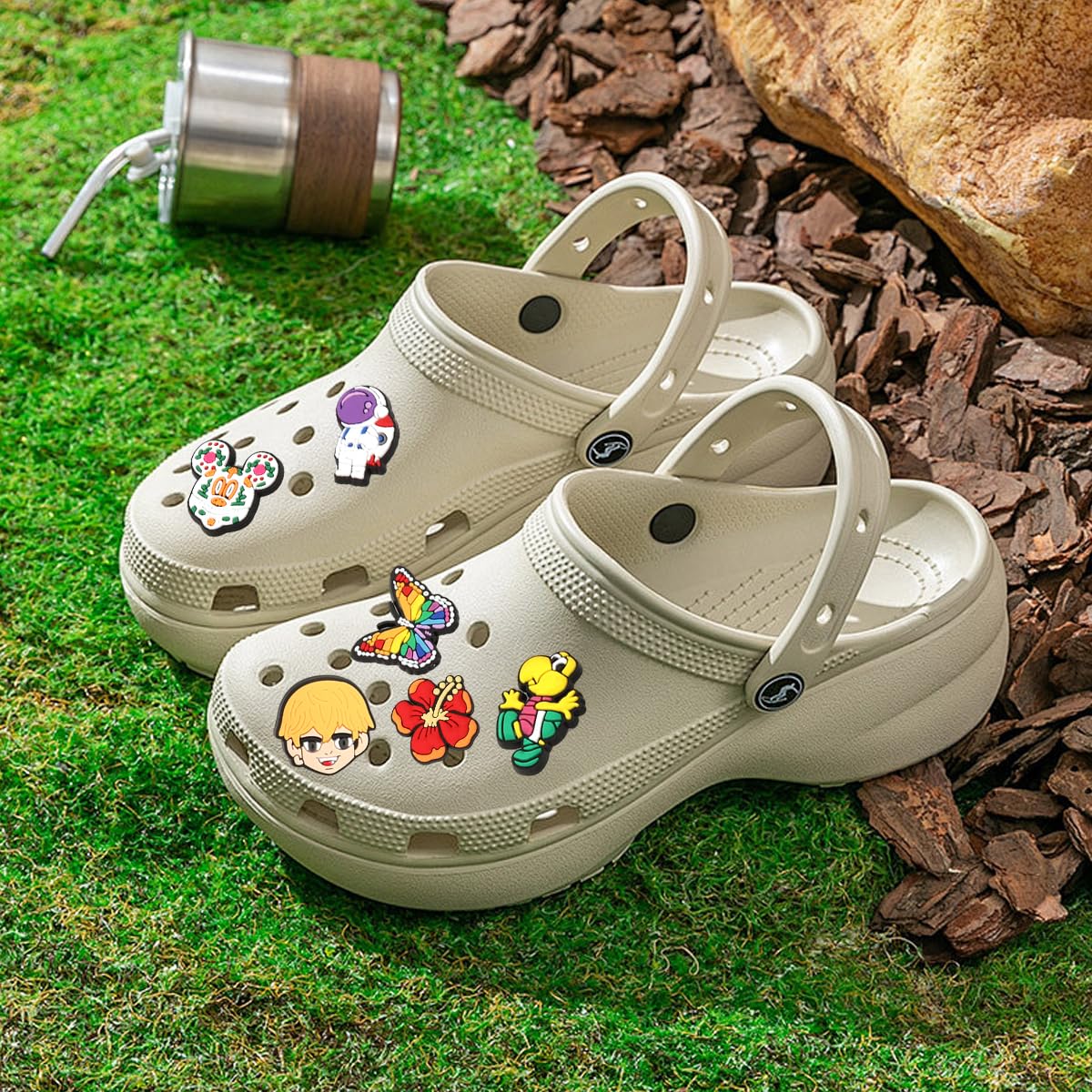 MAYCREATE Clog Shoe Charms for DIY Footwear Customization with 30 Assorted PVC Designs | Fun for All Ages