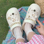 MAYCREATE Shoe Charms for Clog Sandals featuring Flower Pearl Chain Design | 14pcs DIY Accessories for Women