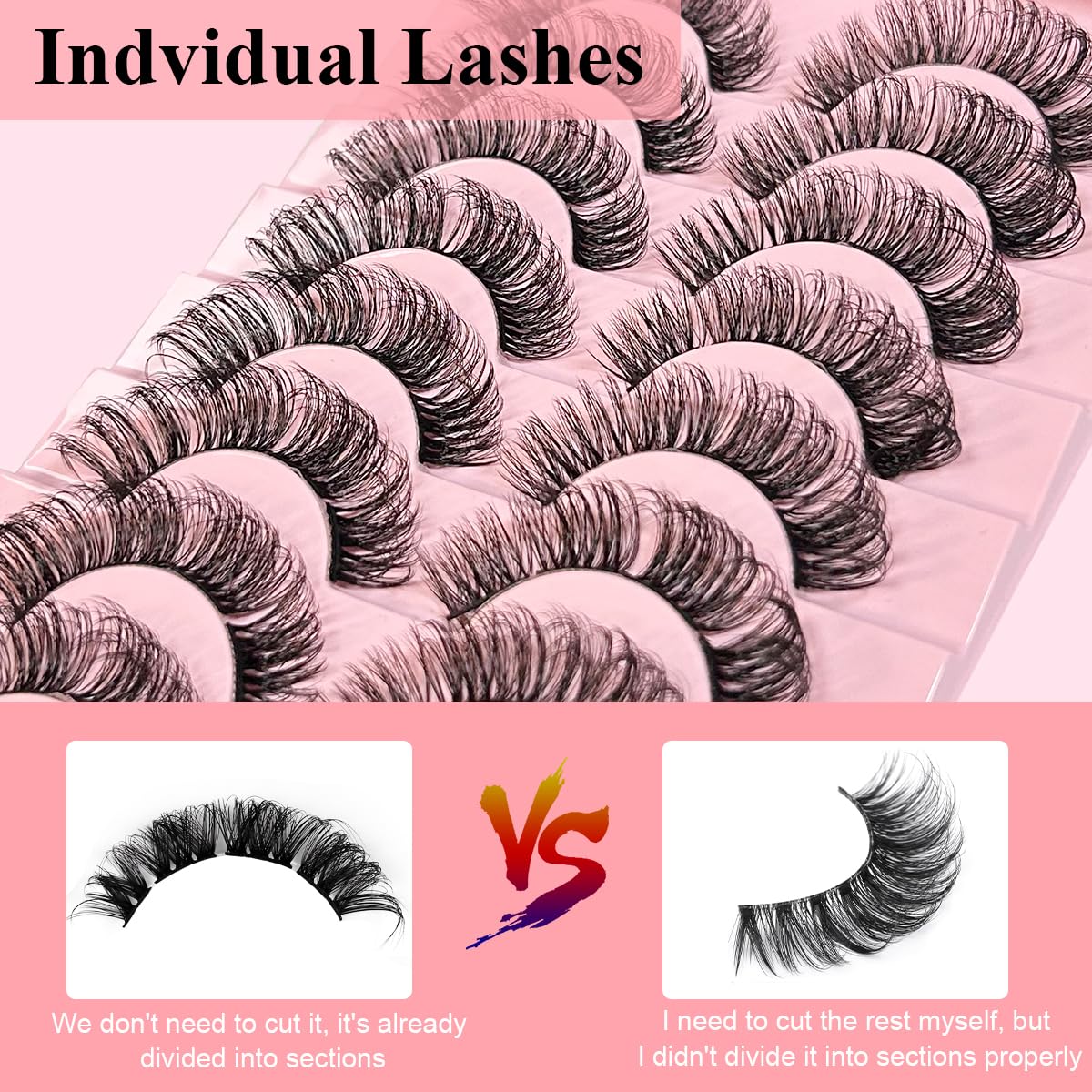 MAYCREATE® 80PCS Fluffy Cluster Lashes Natural Strips, Eyelash Extension DIY Lash Clusters Wispy Individual Lashes Eyelash Clusters D Curl Lash Extension Cluster Eyelashes, Style B