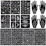 MAYCREATE Henna Tattoo Stencil Stickers for Hands and Body featuring 14 Sheets | Skin Safe for Women and Girls