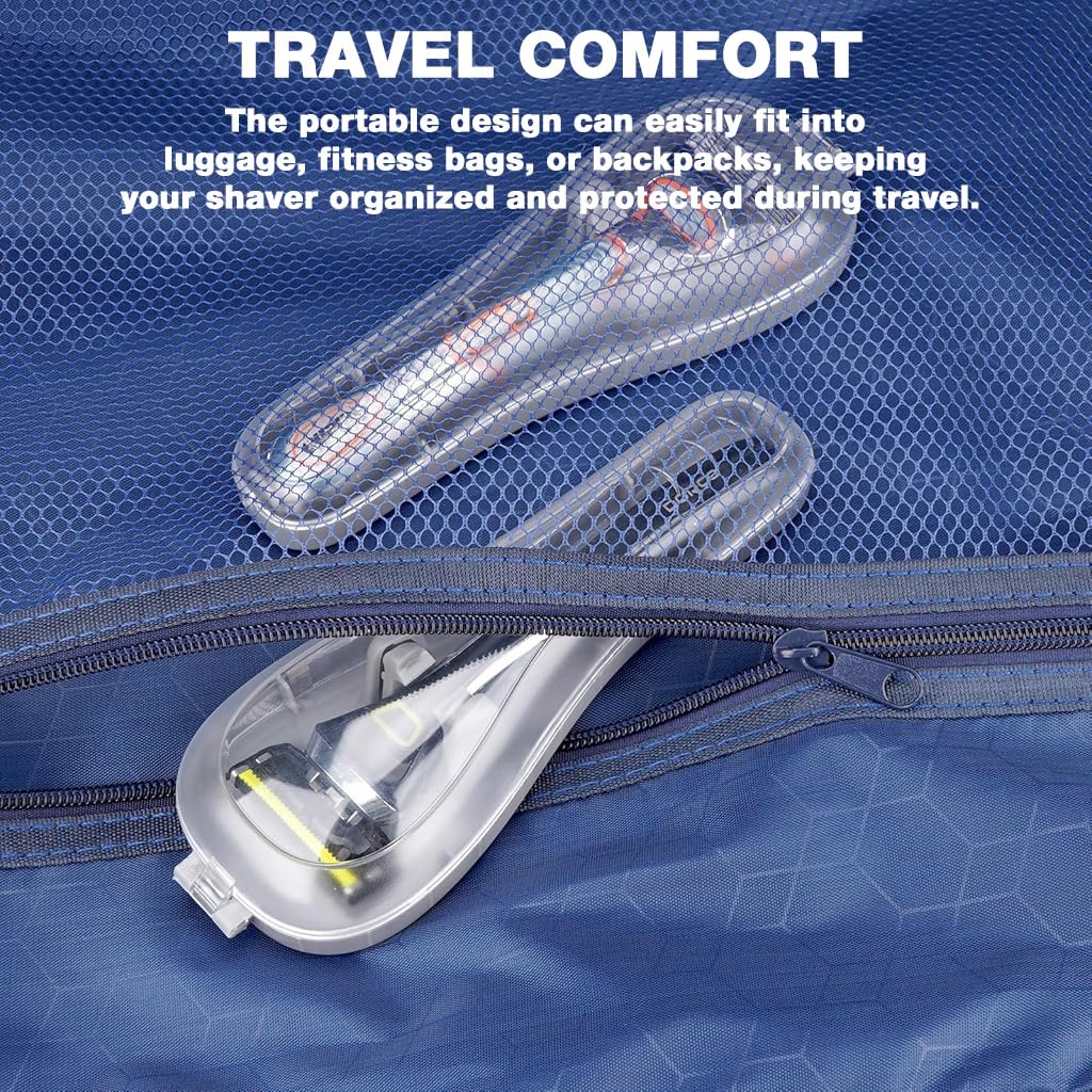 MAYCREATE Razor Storage Case for Travel with Ventilated Flip-up Lid | Clear Universal Fit Box