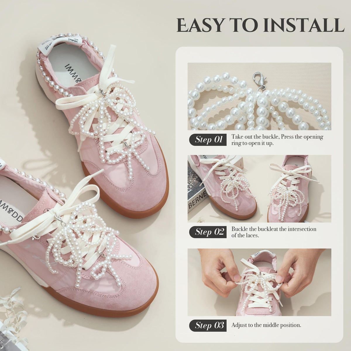 MAYCREATE Pearls Bowknot Shoe Charms for Sneakers and Dress Shoes featuring Lobster Buckle