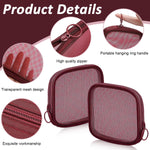 MAYCREATE Mesh Makeup Pouch for Travel with Secure Zipper 4pcs 4.7 in Nylon Bags | Wine Red